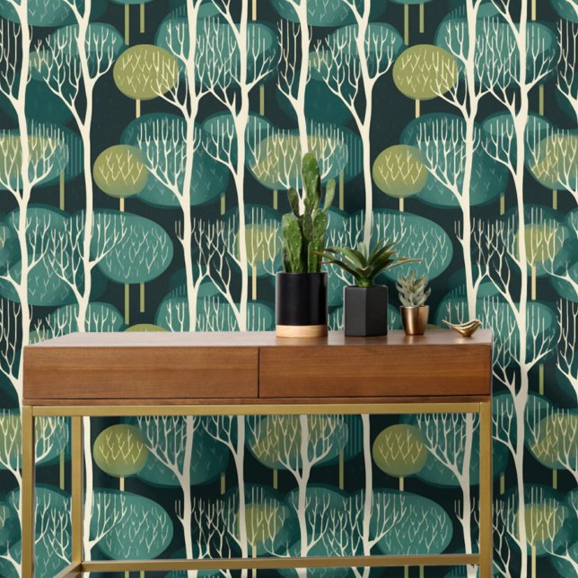 Green Tree Forest Nature Inspired Stripe Removable Wallpaper (Creator Uploaded)