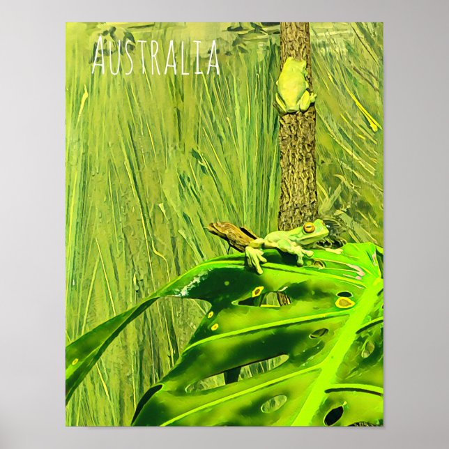 Green Tree Frog Australian frog Poster (Front)