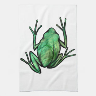 Green Tree Frog Kitchen Towel