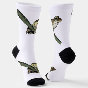 Green Tree Frog Painted, Crew Socks