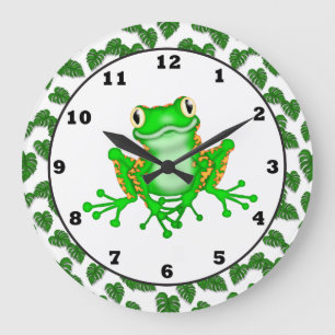 Green Tree frog wall clock