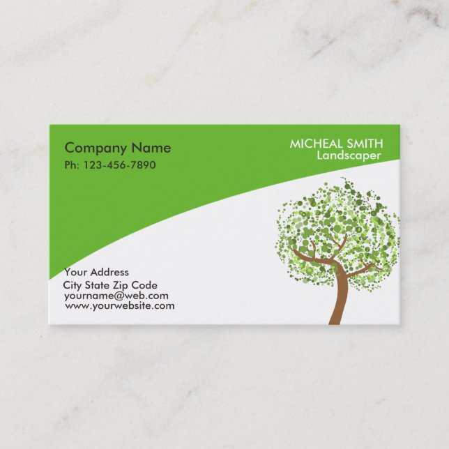Green Tree Garden Lawn Care and Landscape Business Card (Front)