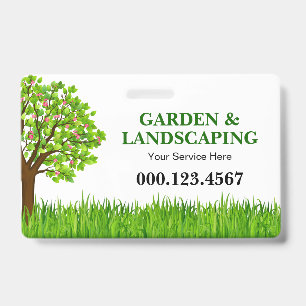 Green Tree Grass Landscaping Service Business Badge