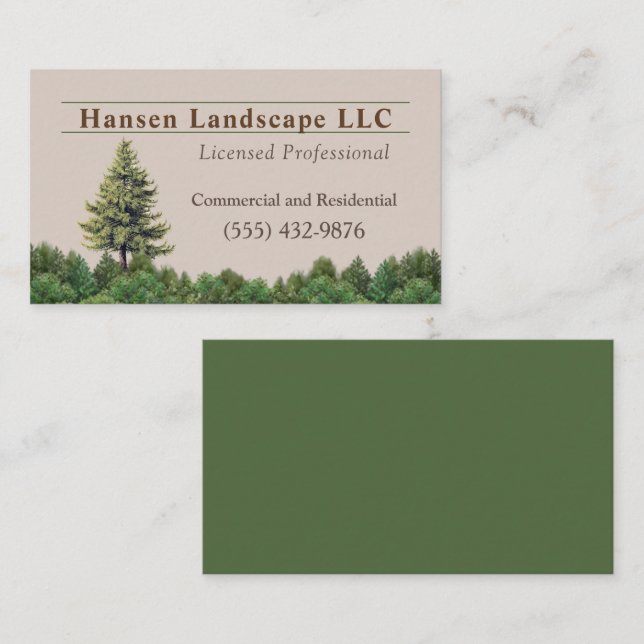 Green Tree Landscaping Yard Tree Service Business  Business Card (Front/Back)