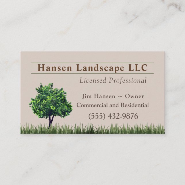 Green Tree Landscaping Yard Tree Service Business Card (Front)