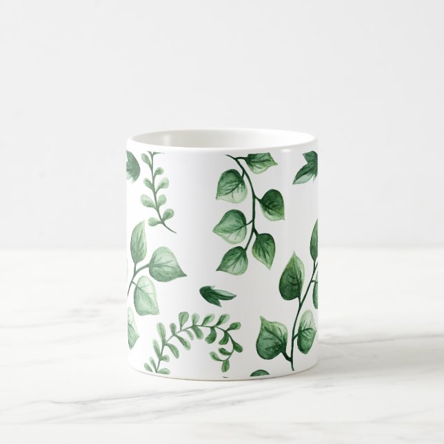 Green Tree Leaf Pattern Coffee Mug (Center)
