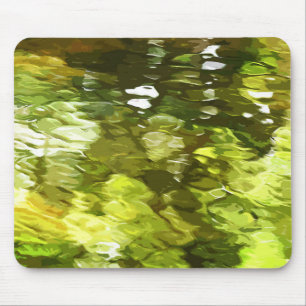 Green Tree Leaves Reflected in Water Mouse Pad
