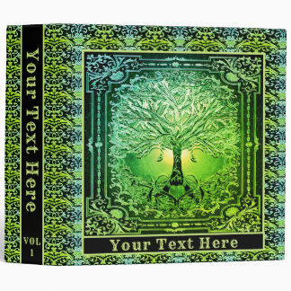 Green Tree of Life Add Text 3 Ring Binder