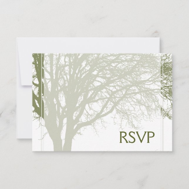 Green Tree of Life Bar Mitzvah RSVP Card (Front)