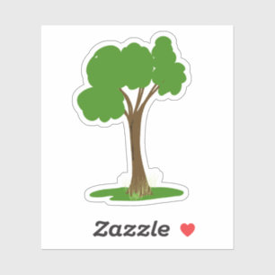 Green tree on grass sticker