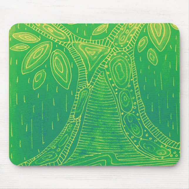 Green tree pattern mouse pad (Front)