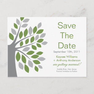 Green Tree Save The Date POST CARD! Announcement Postcard