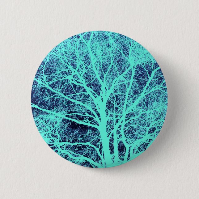 Green tree silhouette 2 inch round button (Front)