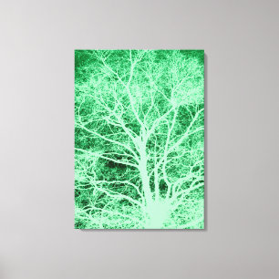Green tree silhouette canvas print