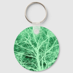 Green tree silhouette keychain