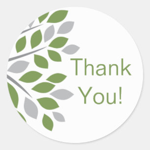 Green Tree Thank You Wedding Sticker