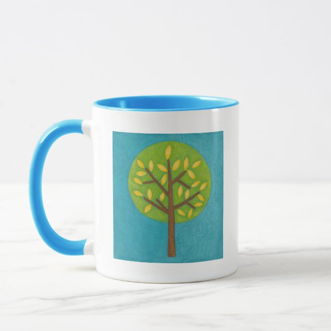 Green Tree with Yellow Leaves by Chariklia Zarris Mug (Left)