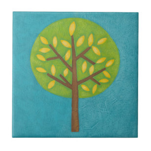 Green Tree with Yellow Leaves by Chariklia Zarris Tile