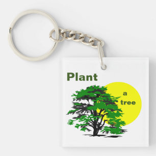 Green Tree & Yellow Sun, Plant a Tree Keychain