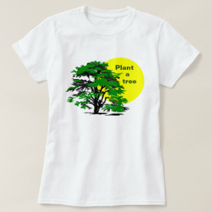 Green Tree & Yellow Sun, Plant a Tree T-Shirt
