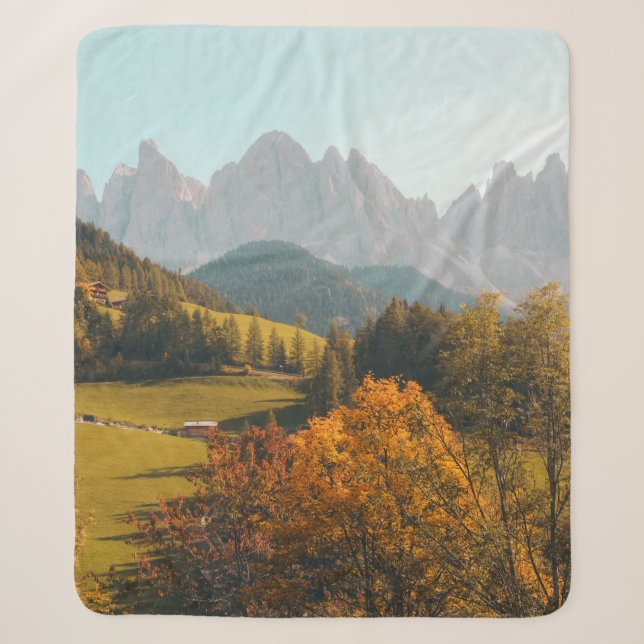 GREEN TREES AND GRASS FIELD SHERPA BLANKET (Front)