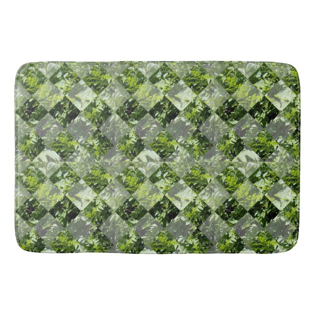 Green Trees In Diamond Window, Bathmat (Front)