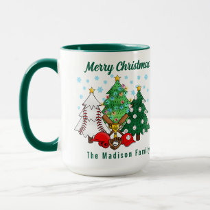 Green Trees Modern Simple Christmas Name Coffe Mug