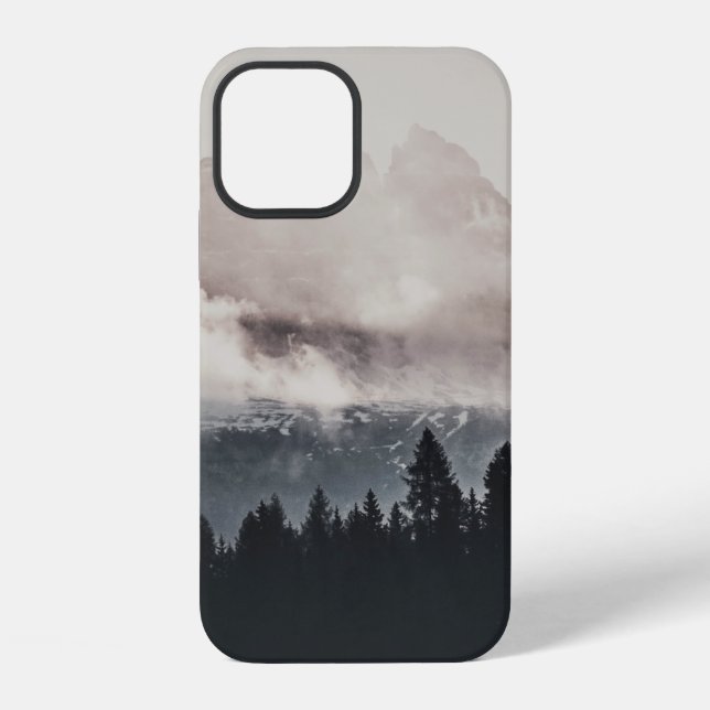 GREEN TREES ON MOUNTAIN UNDER WHITE CLOUDS iPhone CASE (Back)