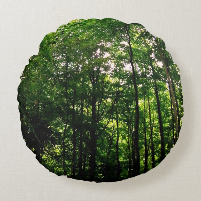 Green trees round pillow (Front)