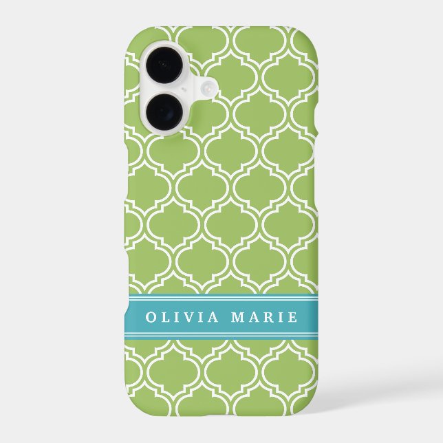 Green Trellis Vibrant Blue Name Template (Back)