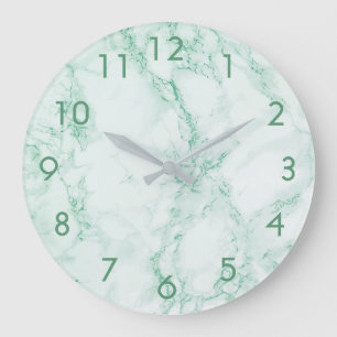Green trendy marble large clock