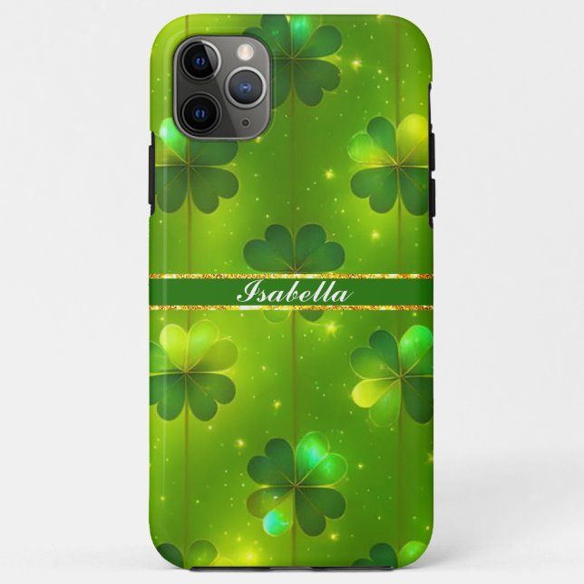Green Trendy St Patrick's Day Clover Collection Case-Mate iPhone Case (Back)
