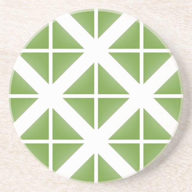 Green Trendy Triangle Pattern Coaster (Front)