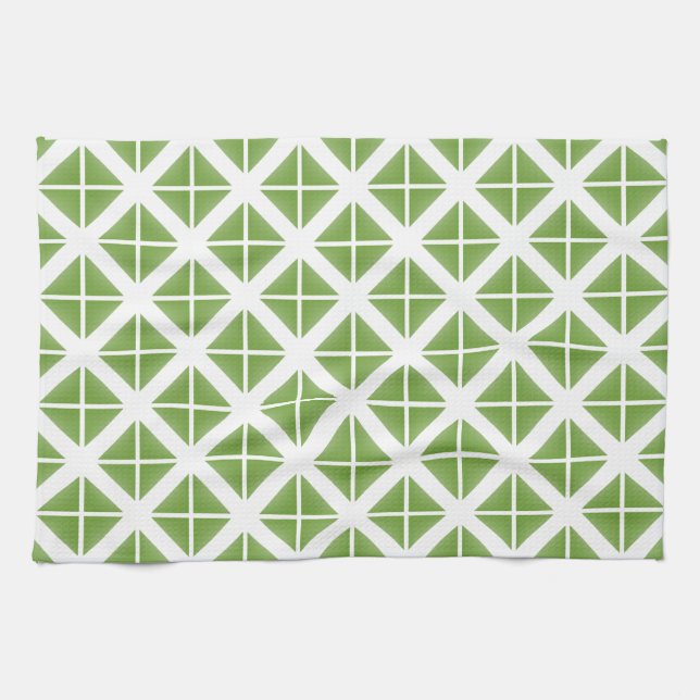 Green Trendy Triangle Pattern Kitchen Towel (Horizontal)