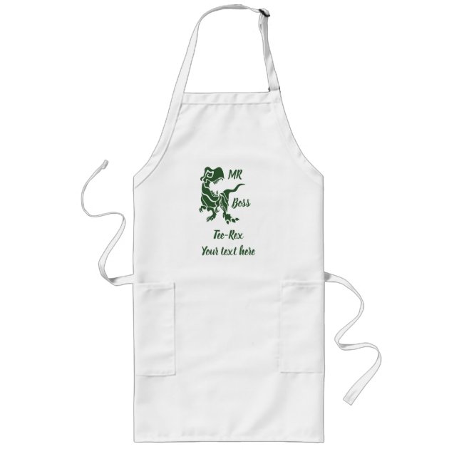 Green Trex the Boss Dino Long Apron (Front)