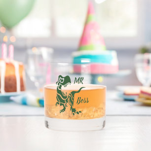 Green Trex the Boss Dino Whiskey Glass