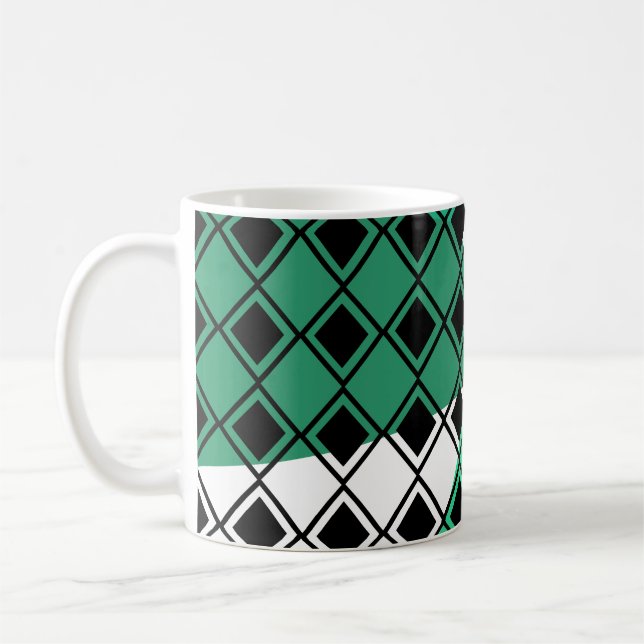 Green Triangle Harlequin  Coffee Mug (Left)