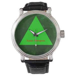 green triangle personalized name watch