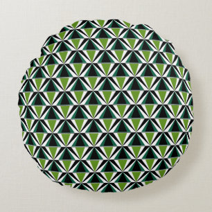 Green Triangles Round Pillow