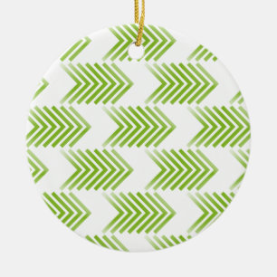 Green Tribal Arrow Pattern Ceramic Ornament