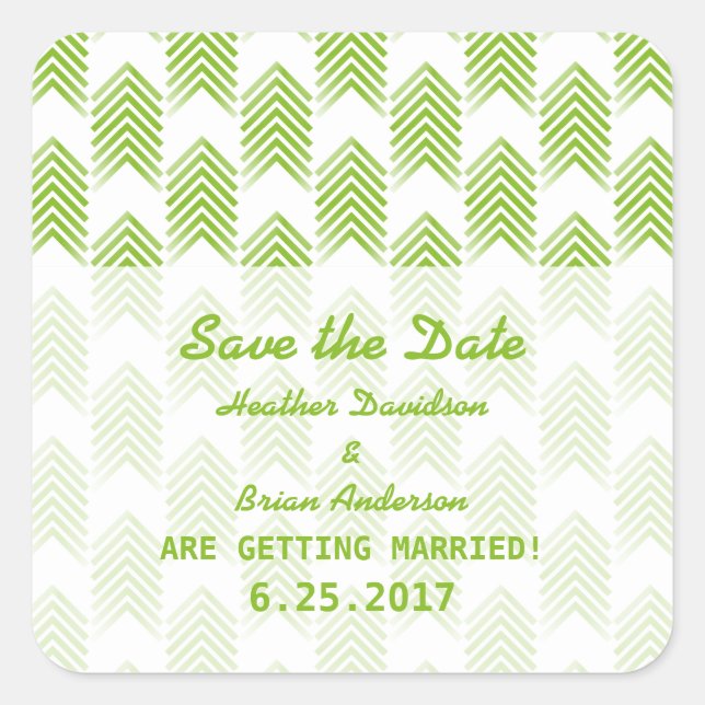 Green Tribal Arrows Save the Date Stickers (Front)