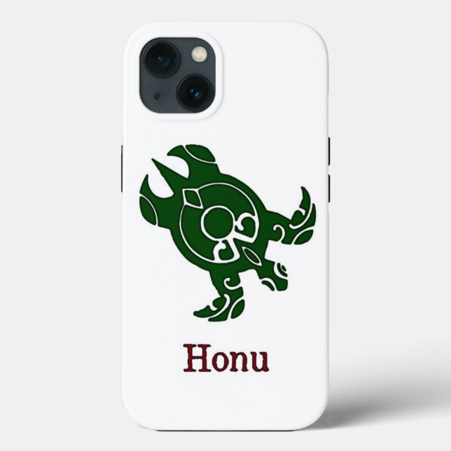 Green Tribal Sea Turtle on White Case-Mate iPhone Case (Back)