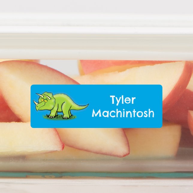 Green triceratops dinosaur cartoon personalized (Affixed)