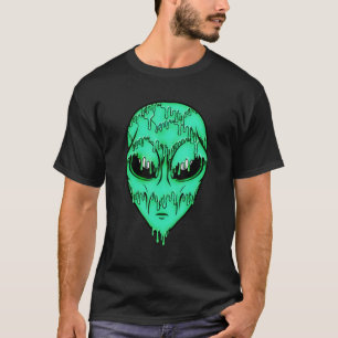 Green Trippy Alien Shirt - Psychedelic Alien Face 
