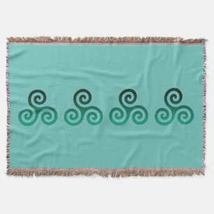 Green Triskele Ancient Celtic Symbol Mint Throw Blanket