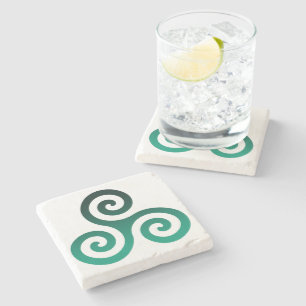 Green Triskele Stone Coaster