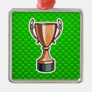Green Trophy Metal Ornament