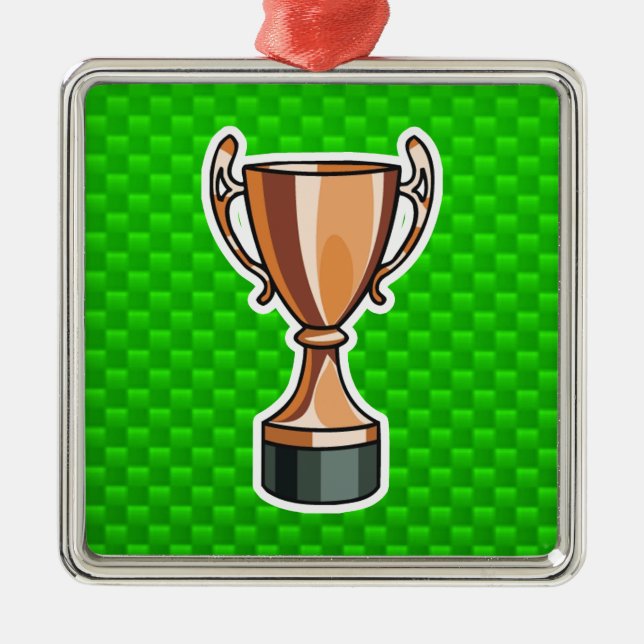 Green Trophy Metal Ornament (Front)