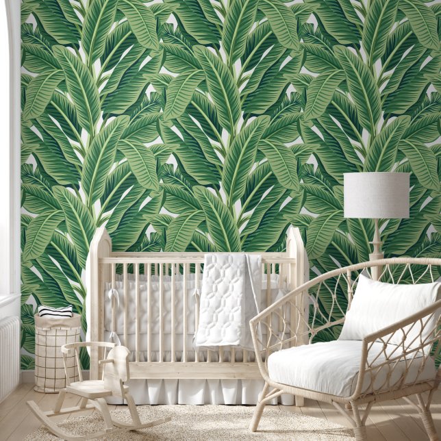 Green Tropical Banana Leaves Wallpaper (Kids)