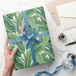 Green Tropical Banana Leaves Wrapping Paper